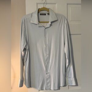 Daniel Cremieux Men’s XL Button Down Shirt – White with blue and brown microdots